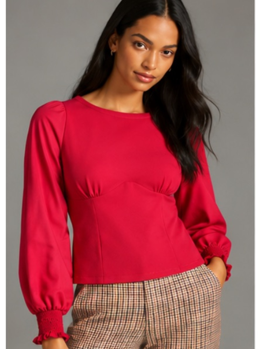 Anthropologie fuchsia structured blouse